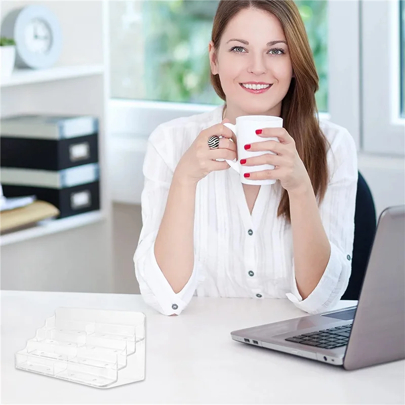 

Sensitive Business Card Holder, 8 Pocket Acrylic Business Card Holder For Desk Business Card Stand Desktop Business Card Holders