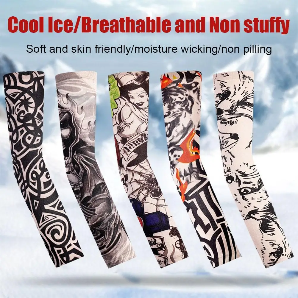 1PCS Tattoo Arm Sleeves Sun UV Protection Seamless Quick Fishing Running Breathable Sleeve Dry Party Arm Tattoo Sleeve Elas H0Q0