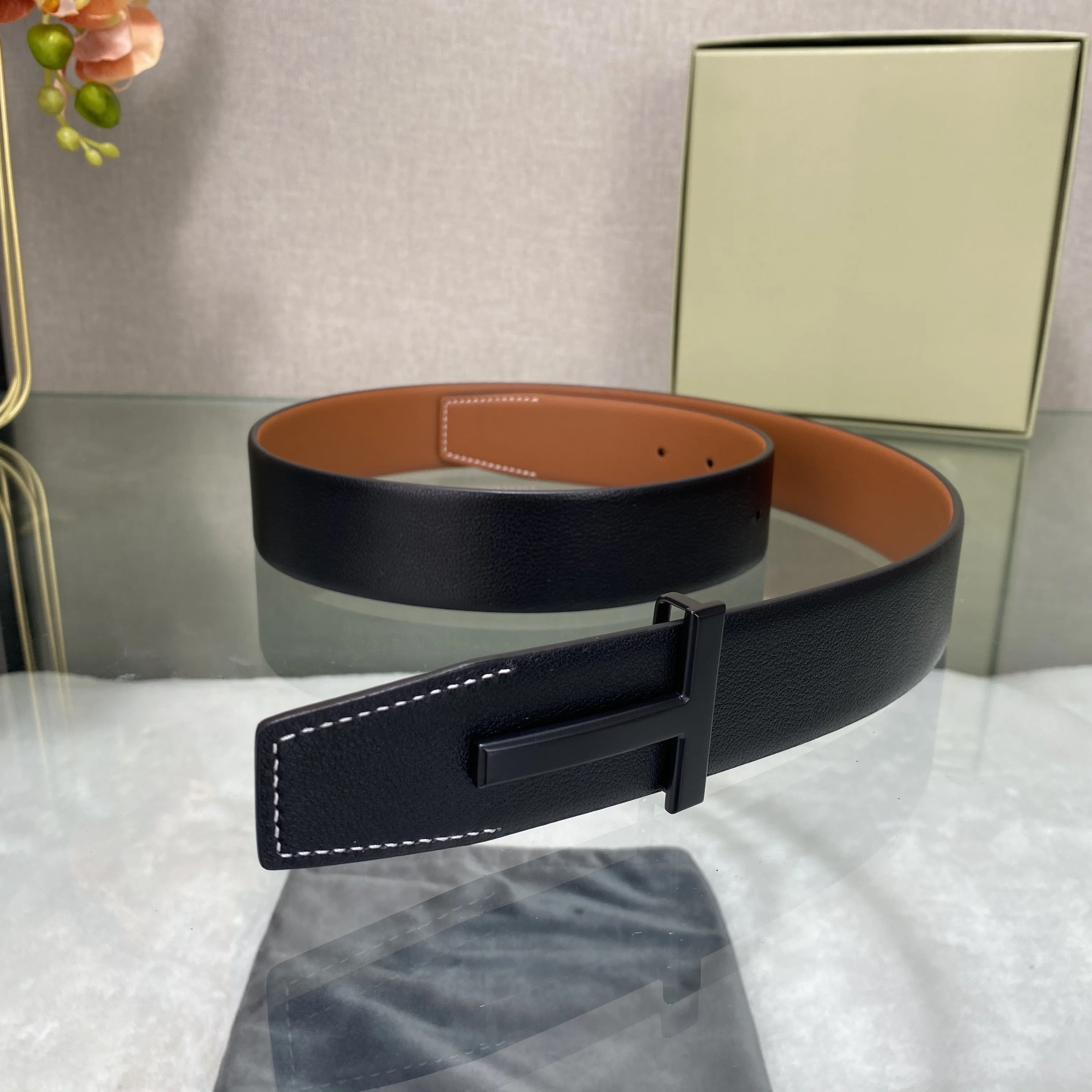 NEW High Quality Letter Designer Belt Denim Formal Genuine Leather Black Men Fashion Luxury T Business  Jeans  Luxury Belt 3.8CM