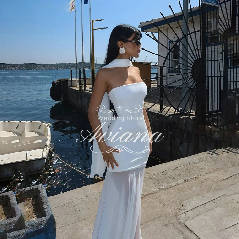 Customized Aviana Strapless Choker Neckline Mermaid Wedding Dress Sheer Skirt Long Train Bridal Gown Elegant Beach Style 2025