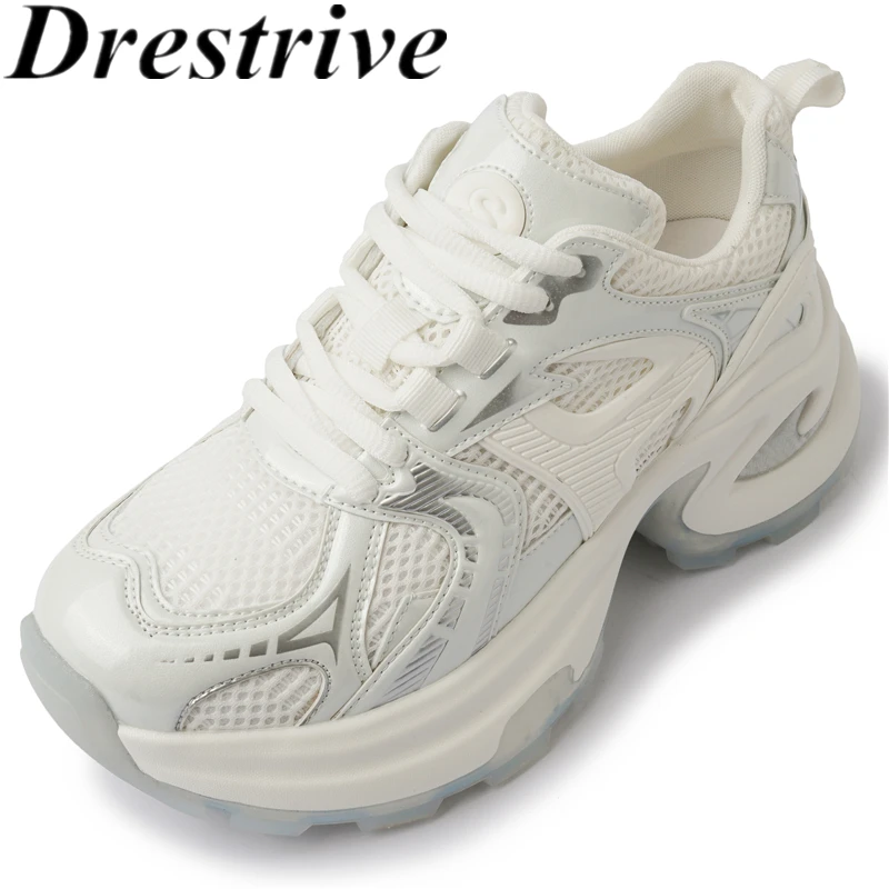 

Drestrive 2024, классические массивные кроссовки из сетчатой ткани, с круглым носком, на шнуровке, на толстом высоком каблуке, осенняя повседневная обувь ручной работы