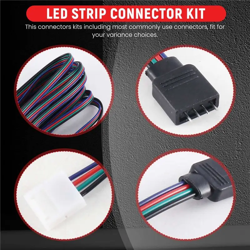 FAST-16.4FT(5M) 4-Pin RGB LED Strip Extension Cable,LED Strips Connectors Kits For 5050 Flexible RGB LED Strip Light