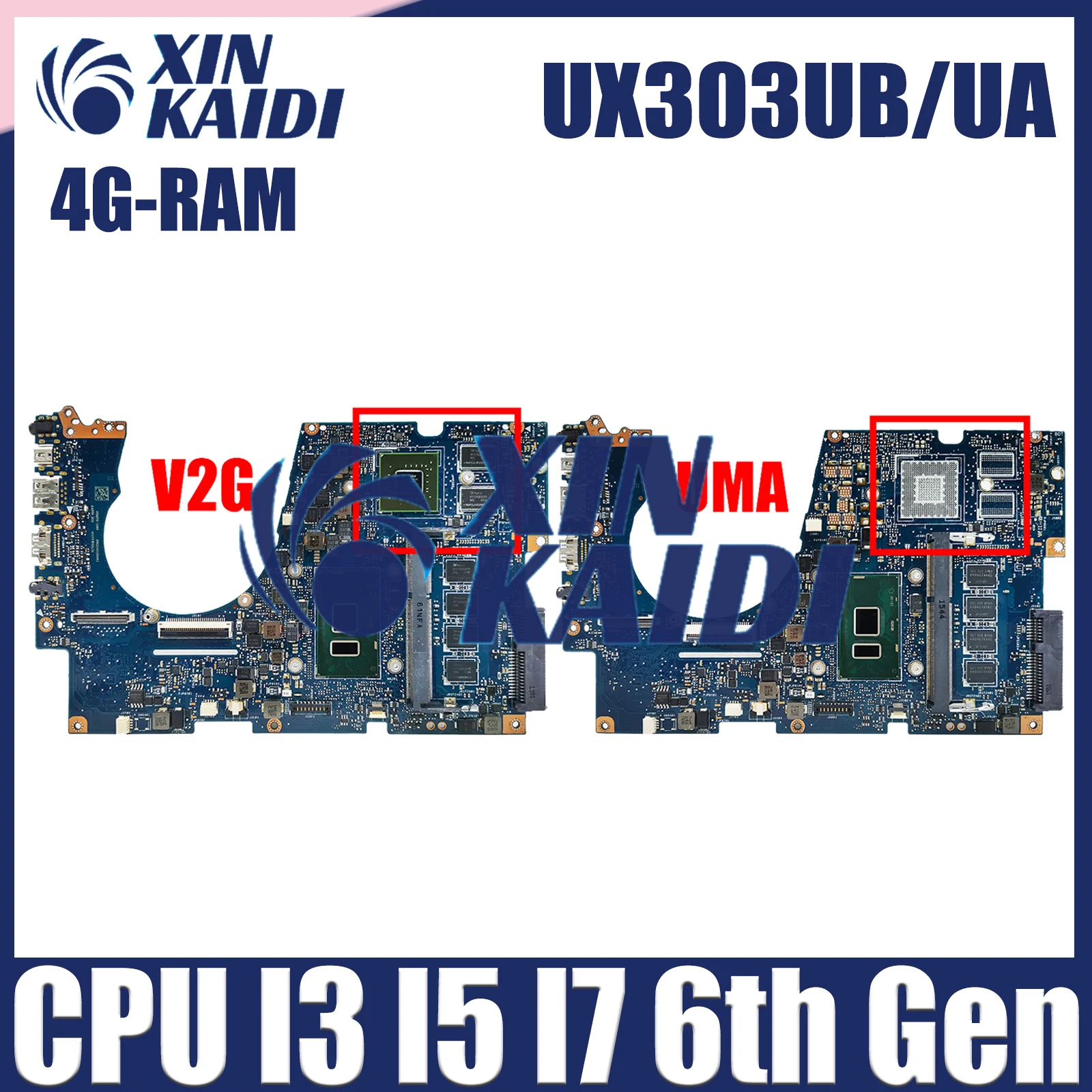 

UX303U Mainboard For ASUS UX303UB UX303UA U303UB BX303UA U303UA Laptop Motherboard With CPU I3 I5 I7 6th Gen 4G-RAM GT940M