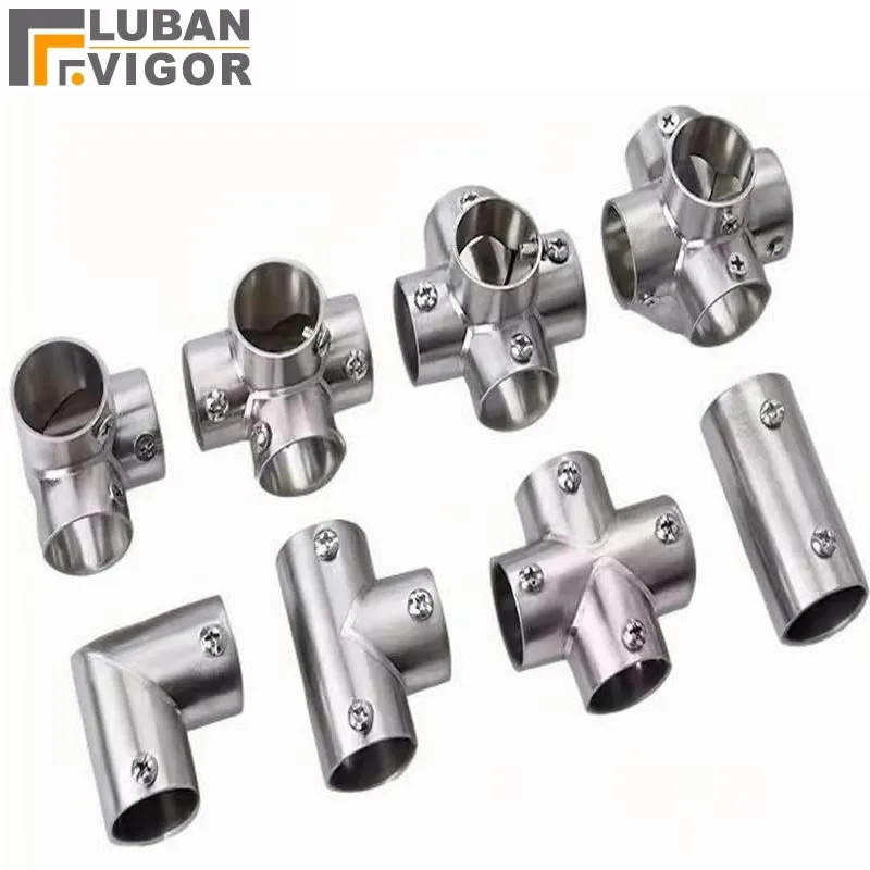 Round Pipe Tube Connector for 19 22 28 32 38mm Fixed Parts Strong bear Waterproof material Stainless Steel for Drying Rack DIY
