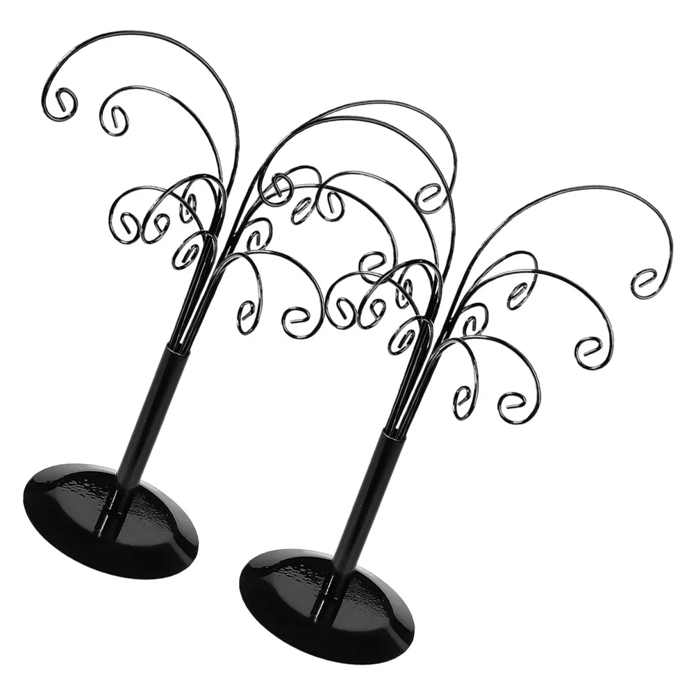 

2 Pcs Earrings Display Stand Jewelry Organizer Rack Wrought Iron Necklace Holder Prevent Entanglement Save Time Decorative Home