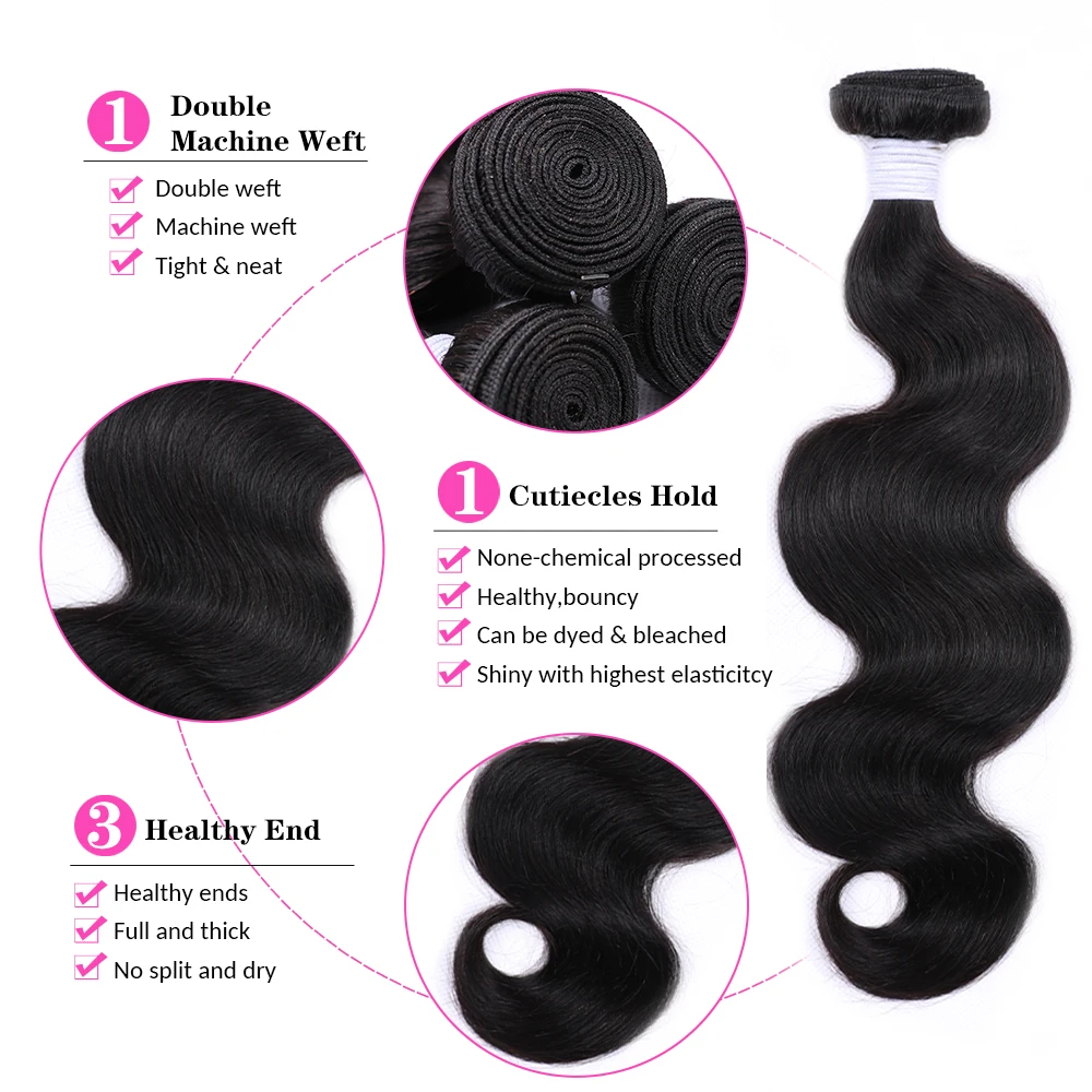 10-40 inch Body Wave menselijk haarbundels Remy 100% menselijk natuurlijk voor zwart menselijk met vlechten Geen inslag Krullend haarverlenging