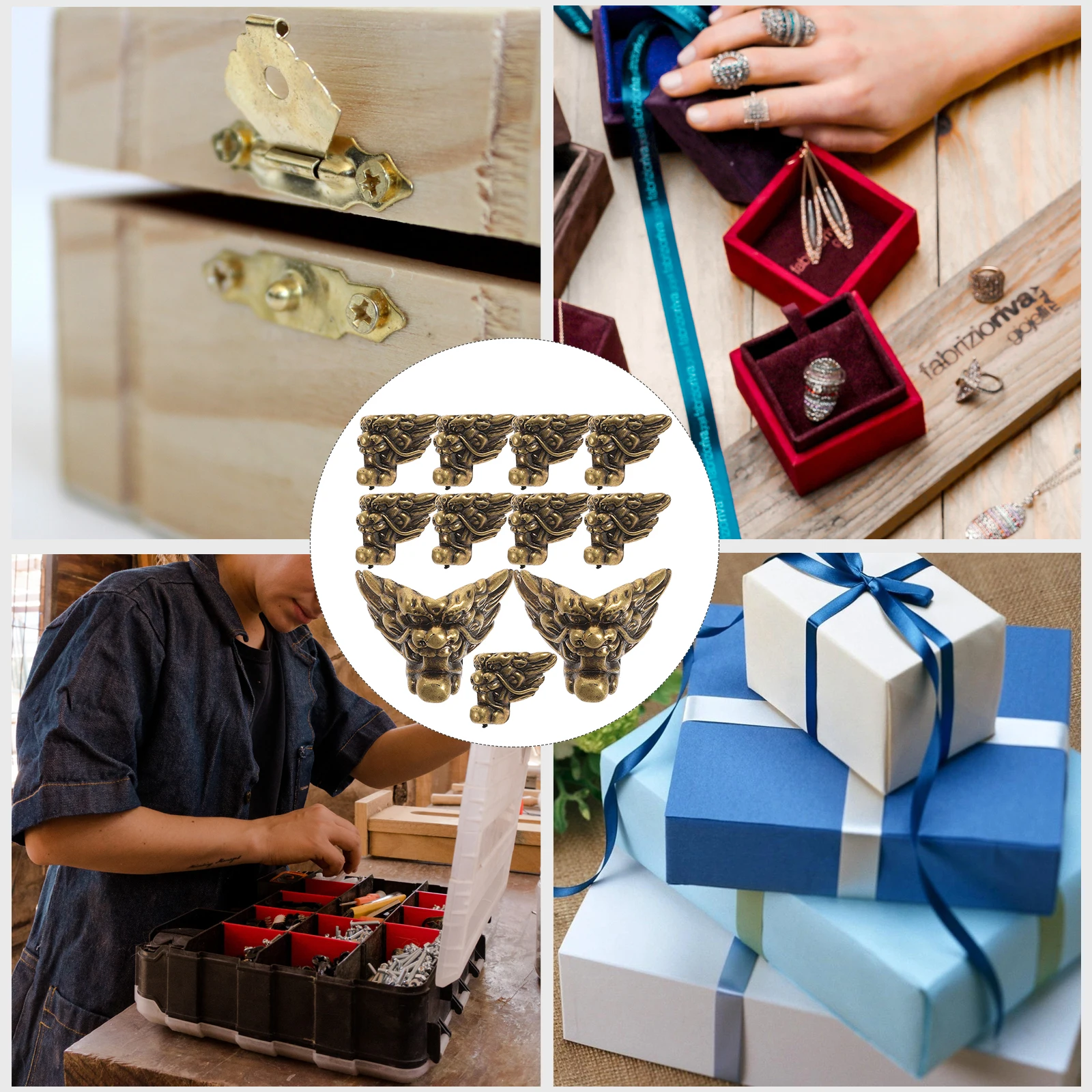 12 قطعة من واقيات زوايا الصندوق الخشبي بتصميم الأسد، أغطية حواف زخرفية عتيقة، حافظة مجوهرات، حراس أمان لصندوق أدوات الهدايا