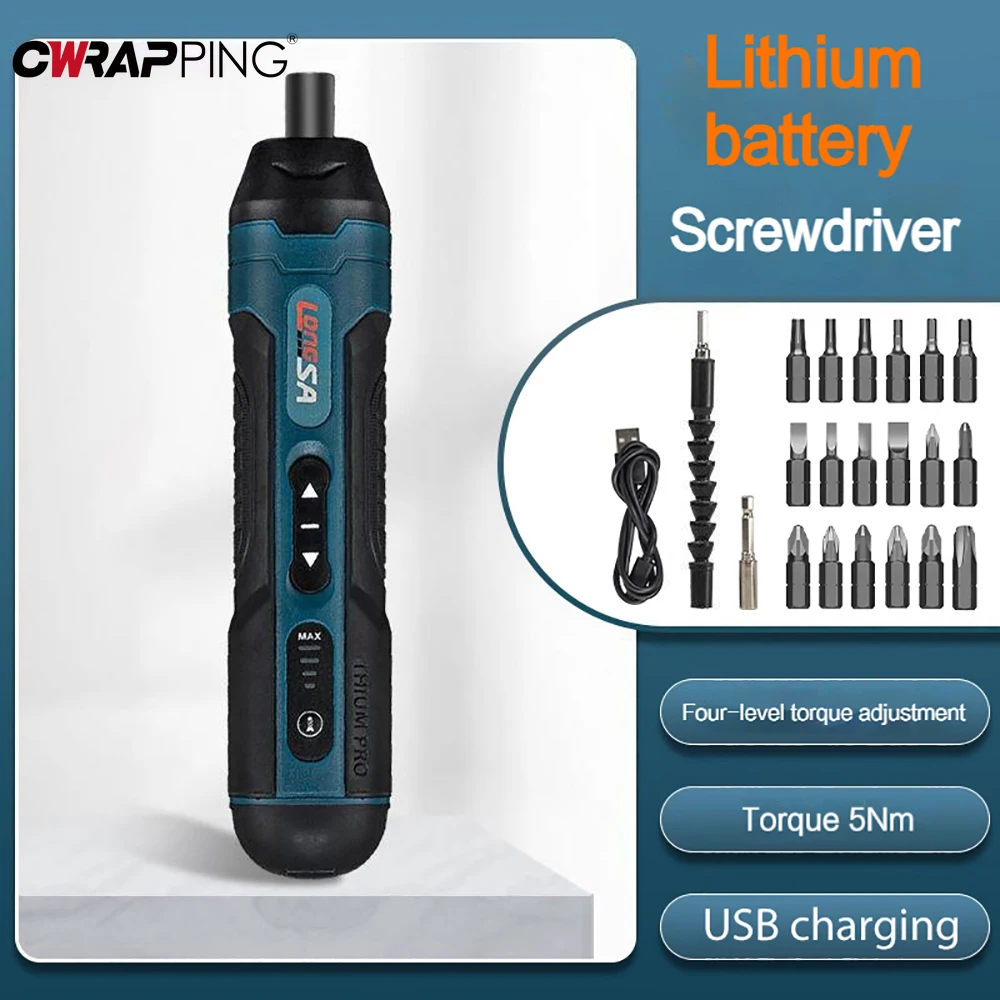 3.6V Electric Screwdriver Torque Adjustment Straight Handle Mini Multi-function Disassembly Screw with Lithium Battery Drill