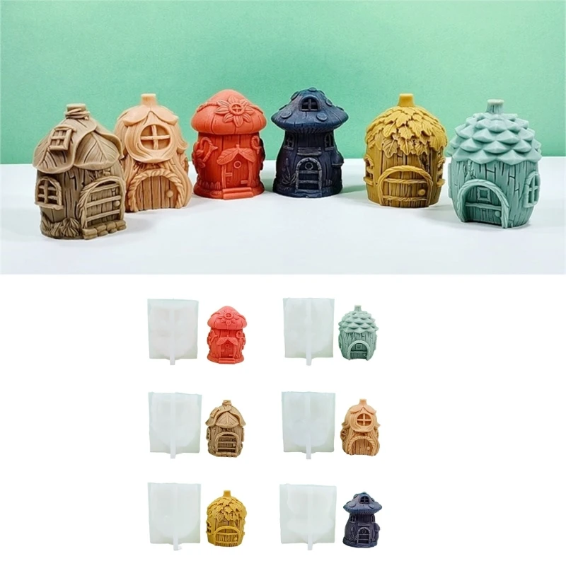 3D Mushroom House Shaped Mold Practical Silicone Mold Epoxy Resin Decoration Mold Miniature House Molds Handmade Gifts