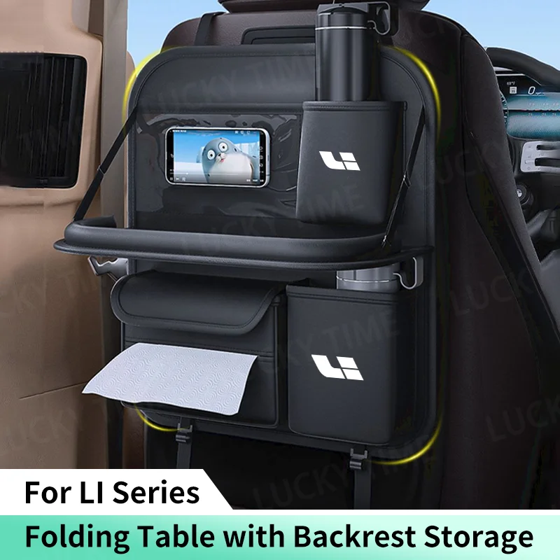 Car Seat Back Organizer Car Backseat Storage Bag with Foldable Table Tray Tablet Holder For LEADING IDEAL L6 L7 L8 L9 Li ONE MEG