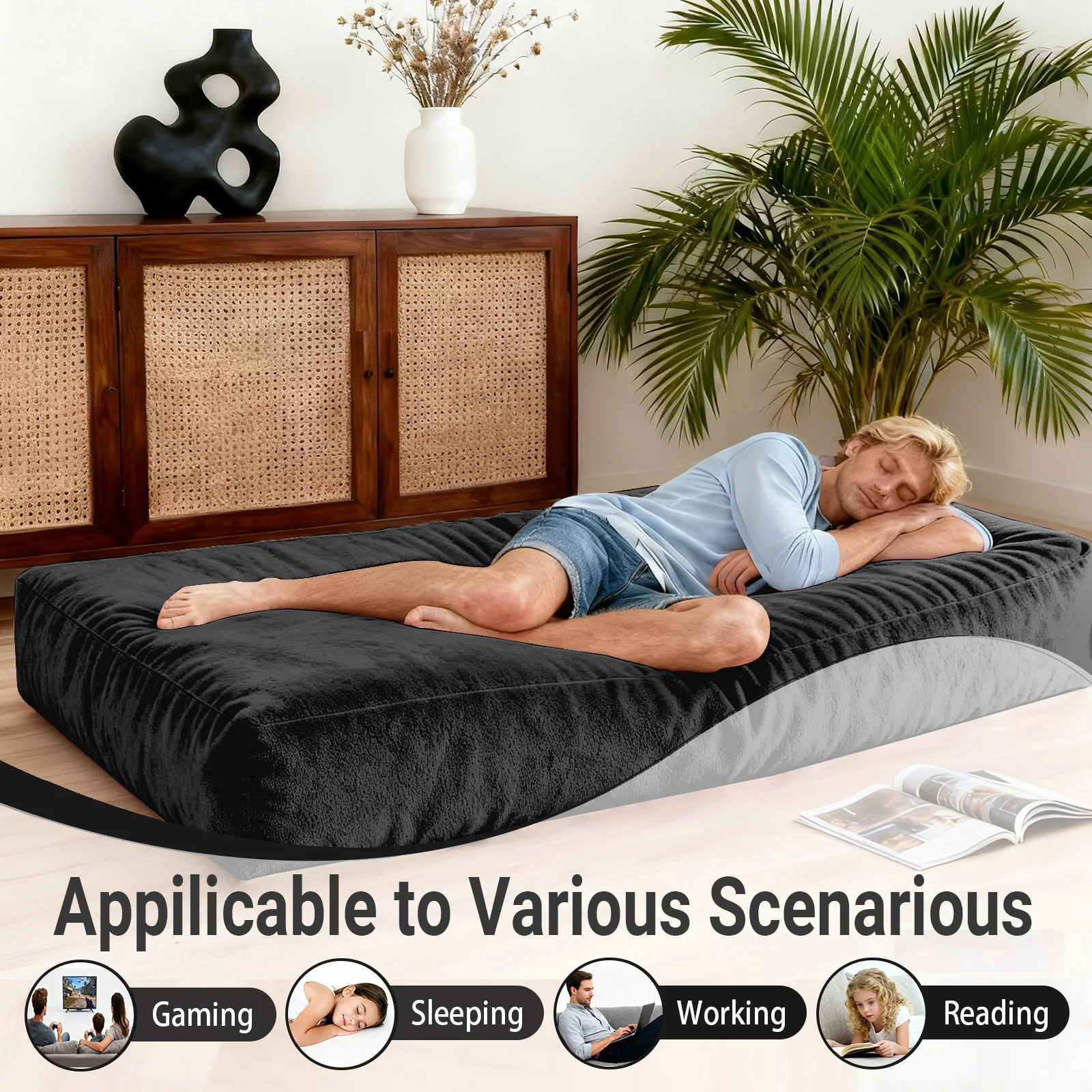 

Giant Convertible Bean Bag Chair Bed for Adults – Folds from Lazy Chair to Floor Mattress, Ideal for Home Office, Relaxing & Sle