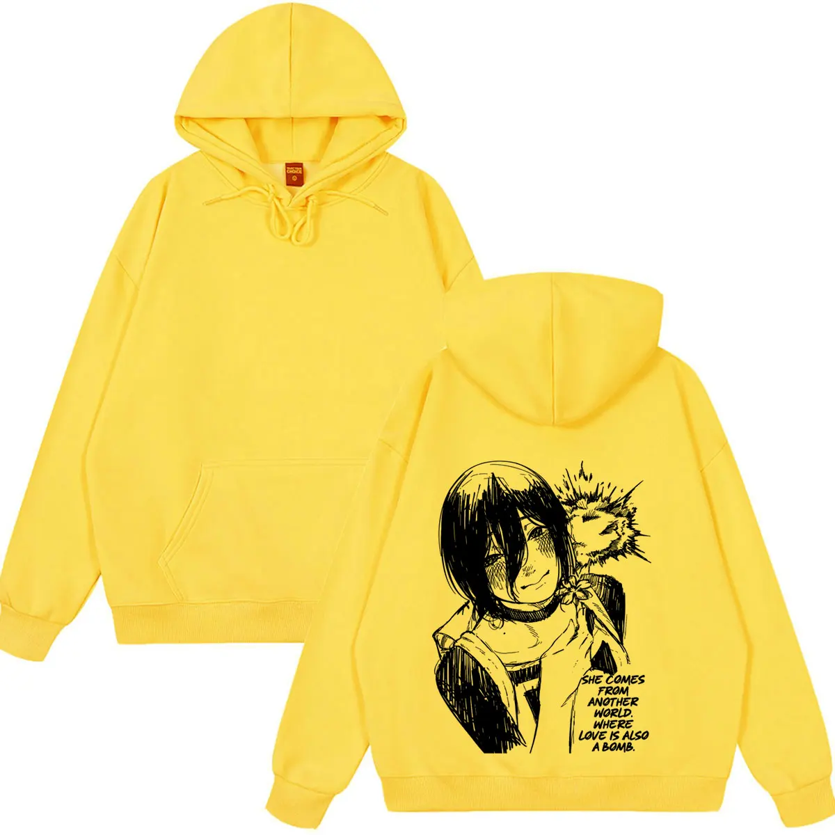 Anime Chainsaw Man T-Shirt Reze Denji Manga Grafik-Hoodies Winter-Fleece-Bekleidung Herren Damen Kleidung Lässige Oversize-Streetwear – Detail 6