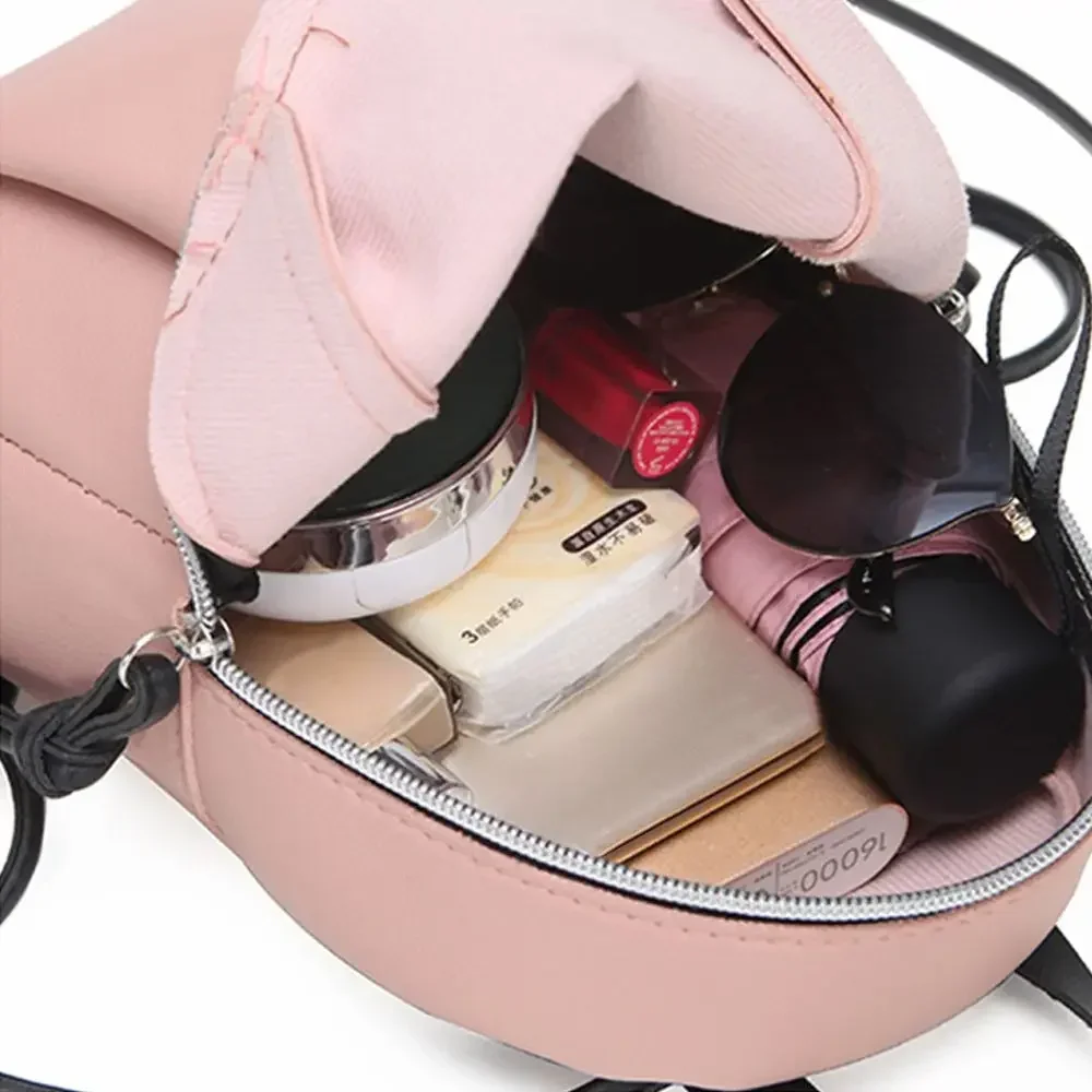 Women Fashion Mini Backpack Simple Solid Color Adjustable Small Backpacks PU Leather Student Bookbags Casual Traveling Bags