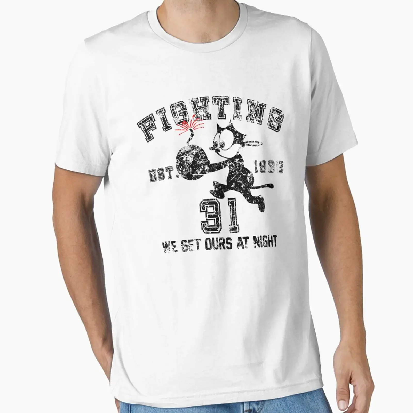 Fighting 31 Tomcatters Essential T Shirt vintage Washed homme Versatile Casual Top For Everyday Wear Comfortable Breathable