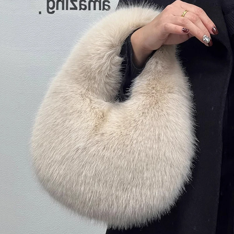 Moda macia bolsa de pelúcia para mulheres meninas luxo pele macia pequeno saco cor sólida sacola bonito outono inverno bolsas presentes