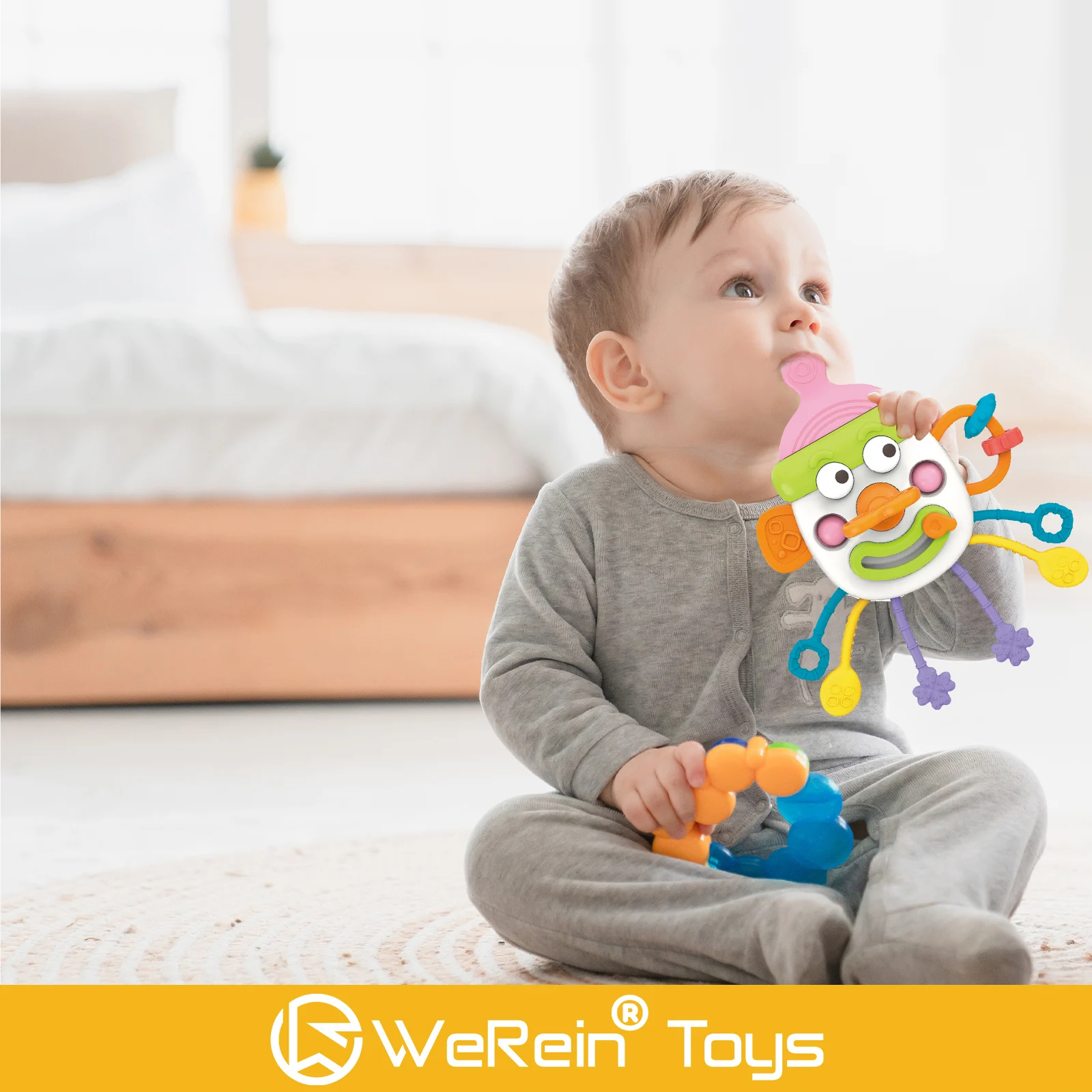 Jouet extractible en forme de bouteille mignon pour nourrissons et tout-petits, conception de biberon, jouet de dessin éducatif