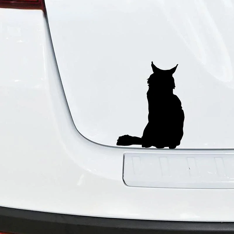 Car Stickers Cartoon Maine Coon Cat Vinyl Decals Car Motorcycle Bumper Body Rear Window Decorative Decals