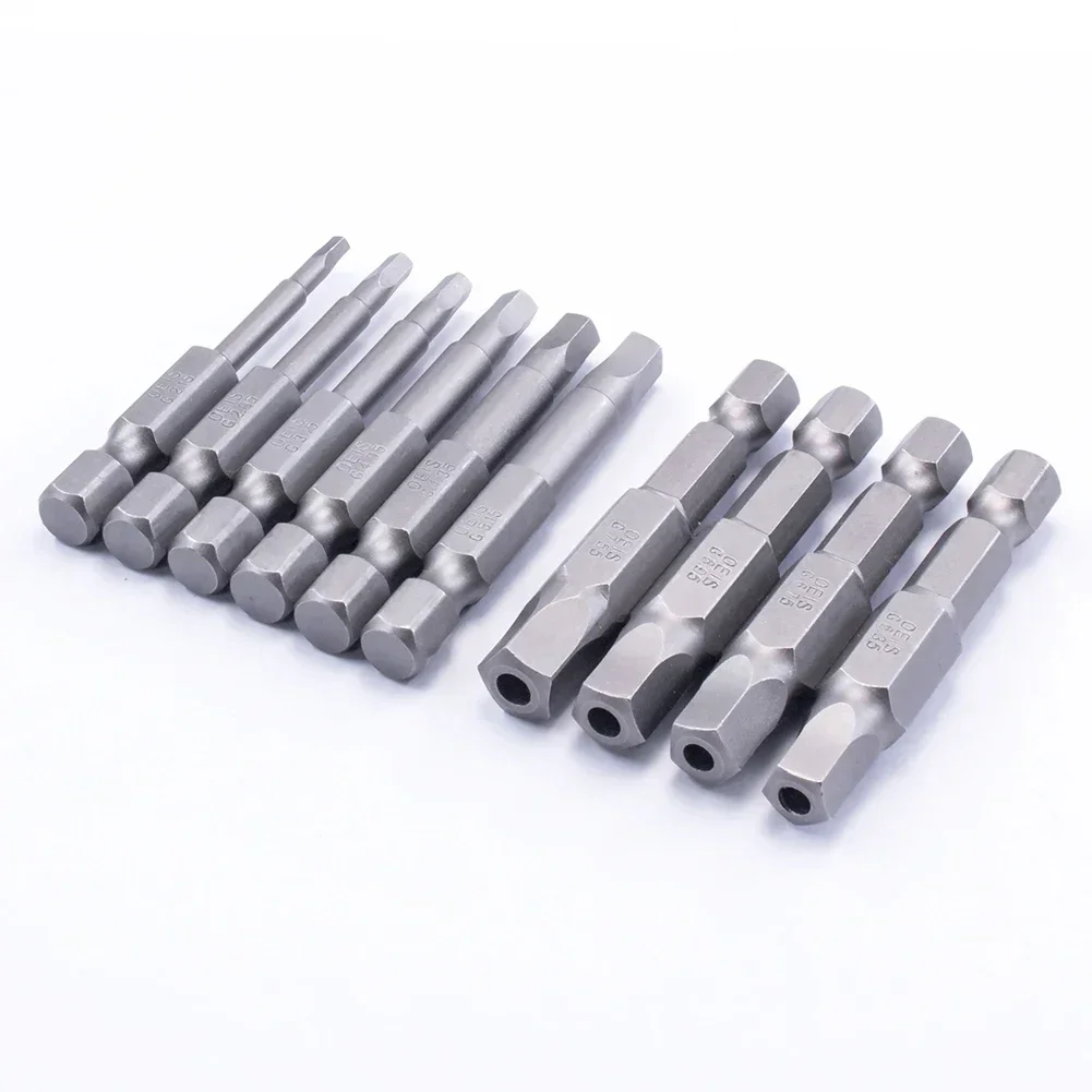 10Pcs 50mm Pentagonal Screwdriver Magnetic Drill Bit 1/4Inch Hex Shank Socket Adapter Hand Tools Screwdriver 2.15-7.35mm