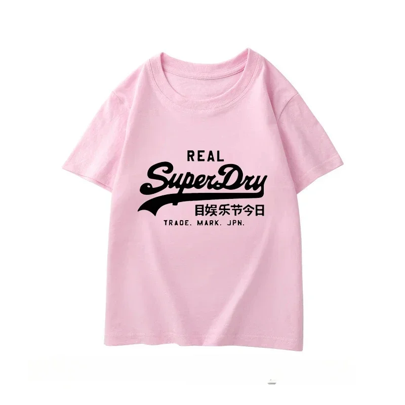 New Superdry Extremely Dry Children Cotton T-shirt Summer Fashion Brand Printed Letter Short Sleeve T-shirt Boys Girls Tops Tees