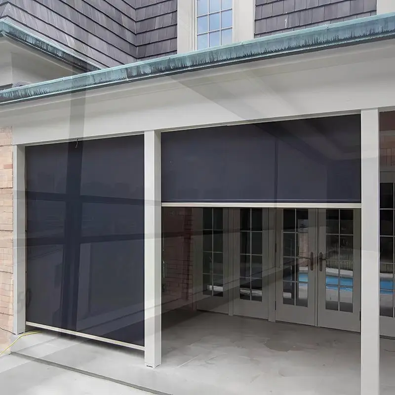 

Electric Motorized Retractable Outdoor Roller Blinds Garden Shade Zip Screen Curtain Fabric Windproof Function Patio Balcony Ter