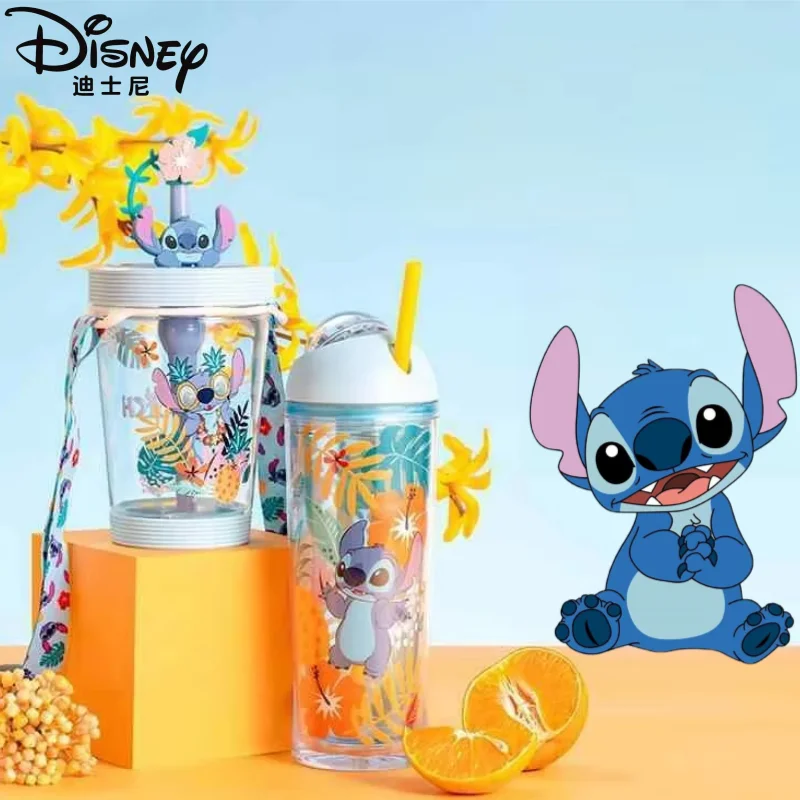 New Disney Lilo & Stitch cute creative kawaii sippy cup personalized anime movie character cartoon transparent plastic water cup