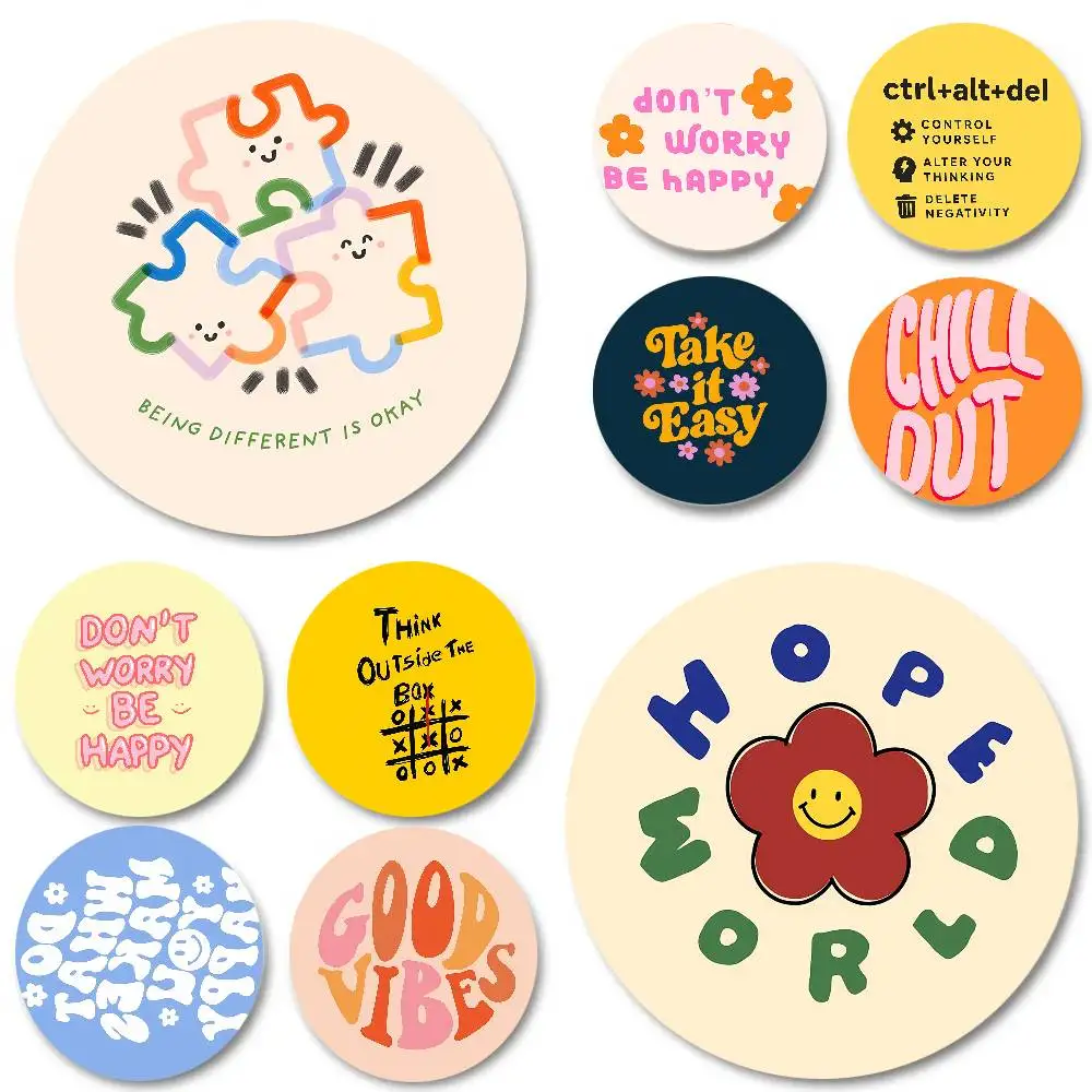 Retro Badge Vintage Brooch Flower Power Pin Positive Quote Button Backpack Clothes Accessories