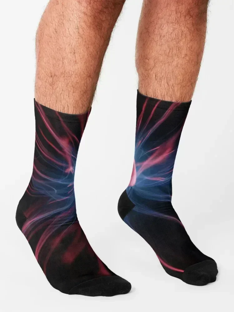 Cabecera de bola de plasma, dispositivo de nerd, efecto de luz, bola de plasma, diseño de cabecera de lámpara de plasma, calcetines de colores transparentes para hombre y mujer