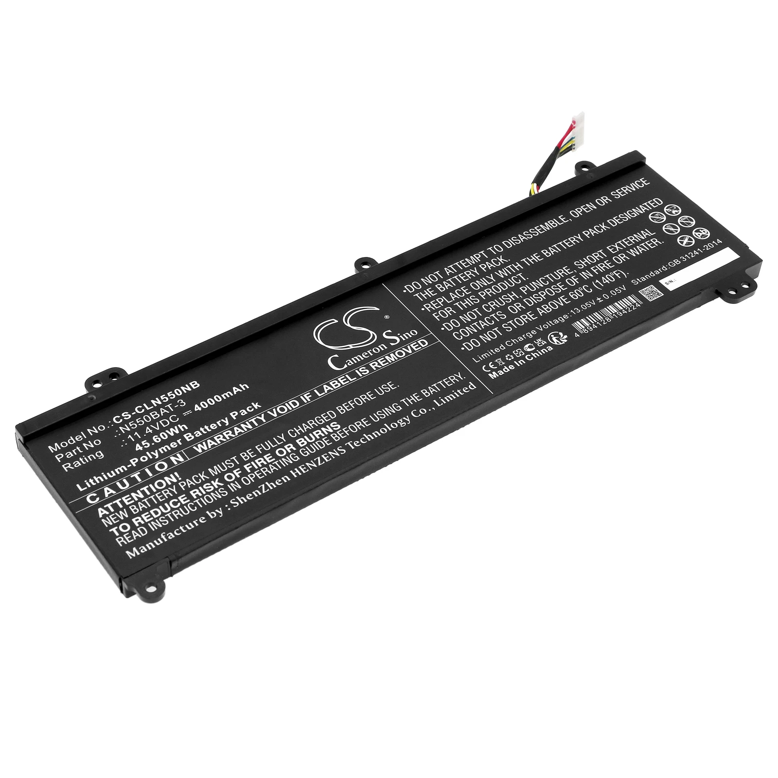 Replacement 11.4V 4000mAh Notebook Laptop Battery for Clevo N551RC N551RN N550RN, For Machenike F57 N550RC F57-D1 D2 D3 D4 D5R