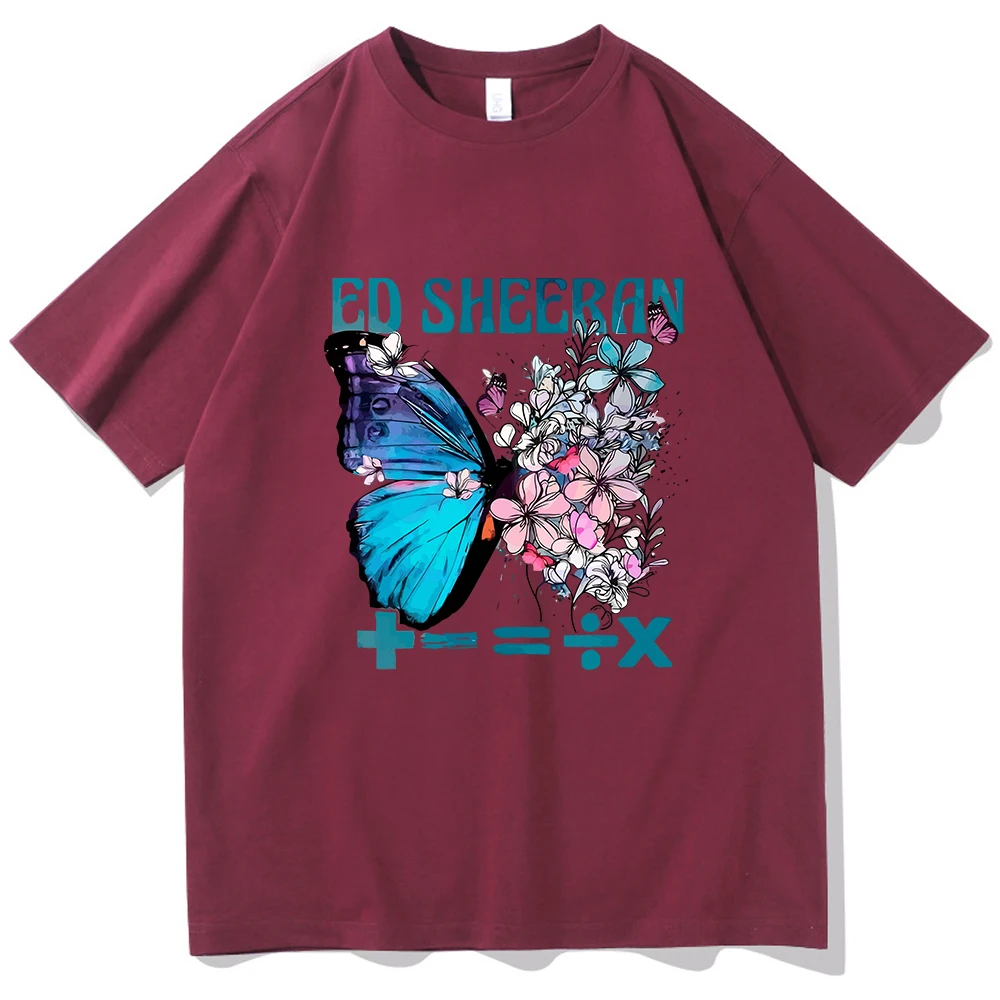 Ed Sheeran Mathematics Tour 2024 Butterfly T-shirt O-Neck Short Sleeve Shirts Fans Gift