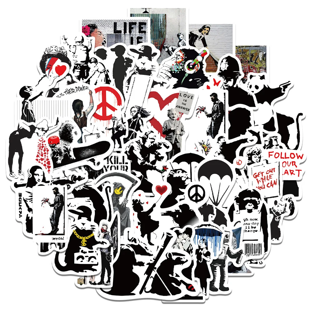 10/30/67PCS Banksy Art Graffiti Street Art Stickers Aesthetic Decal Skateboard Phone Laptop Car Bike Waterproof Sticker Kid Toy