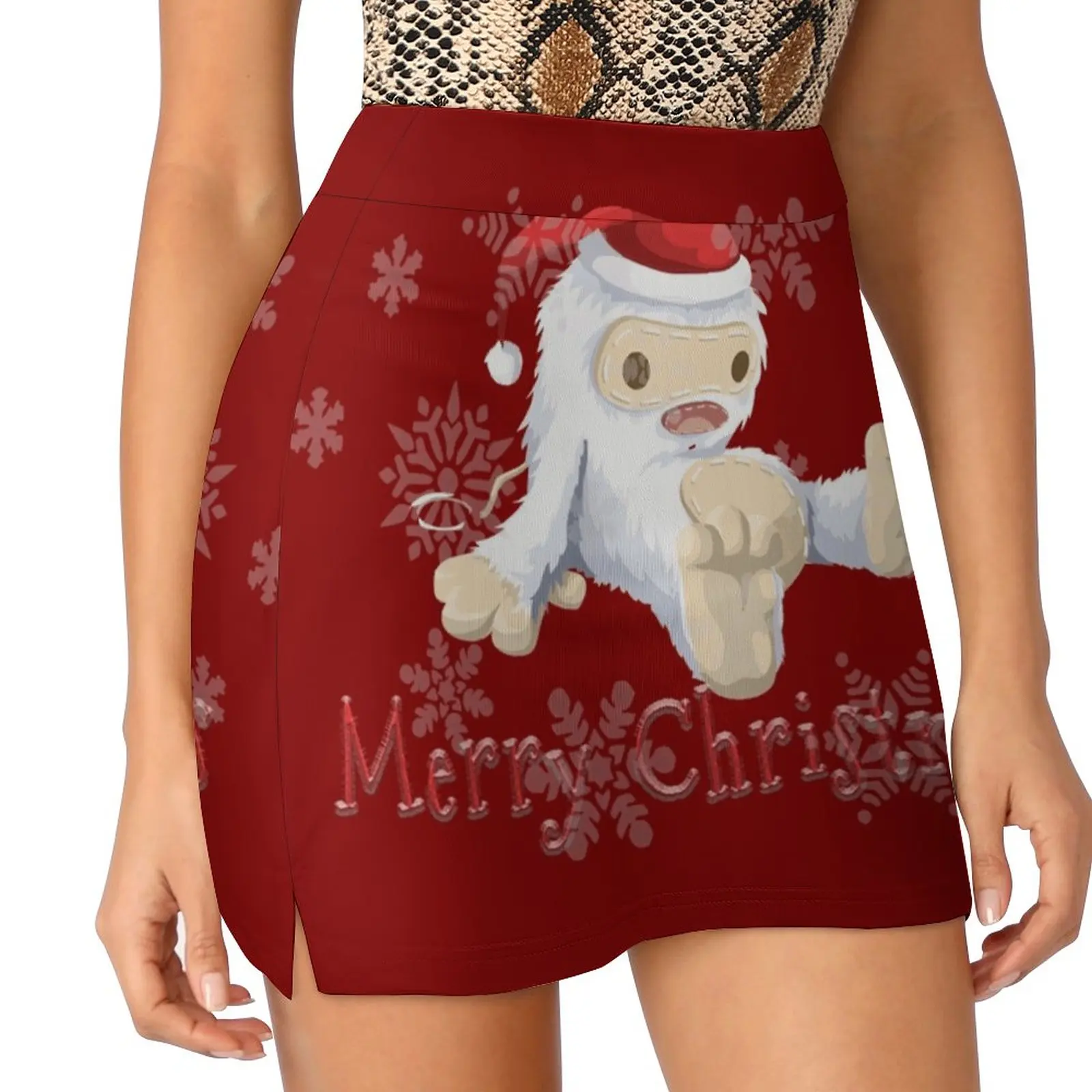 Merry Christmas Skirts Woman Fashion 2022 Pant Skirt Mini Skirts Office Short Skirt Merry Christmas Snow Monster Happy Fun Kids