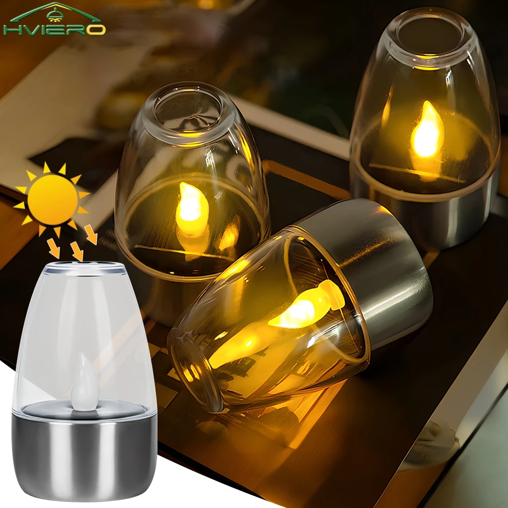 

1/4PCS Rechargeable Night Lights LED Solar Candles Light Flameless for Wedding Party Garden Decoration Outdoor Waterproof Lamp