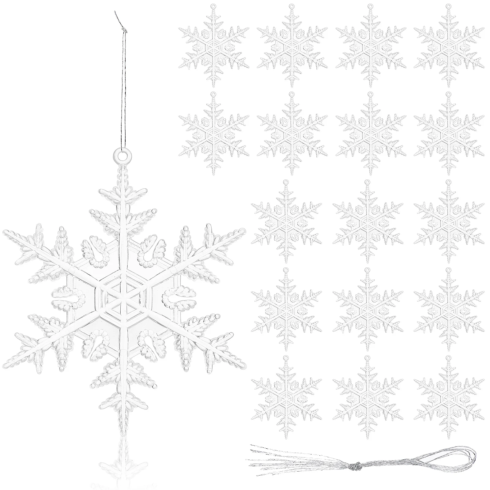 

18 Pcs Snowflake Hanging naments Transparent Acrylic Xmas Tree Decorations Home Party Gifts Christmas Supplies
