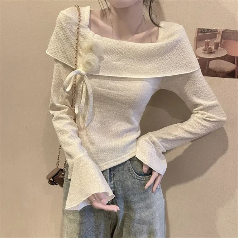 Spring New Patchwork Long Sleeve Irregular T Shirts Solid Color All-match Fashion Tops Tees Temperament Korean Women Clothing