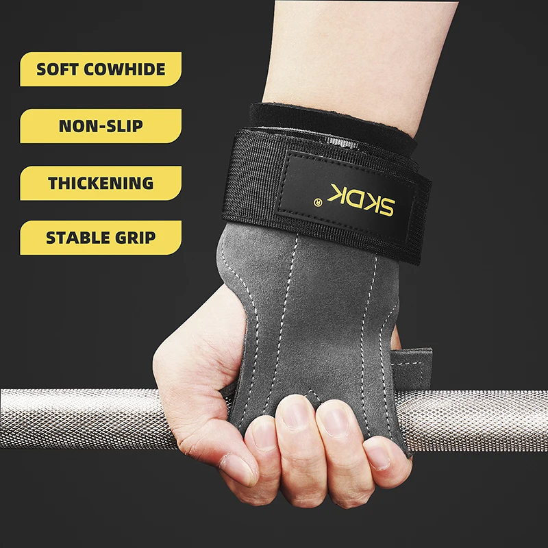 SKDK siłownia uchwyty dłoni osłony skóry wołowej ochraniacz na dłoń podnoszenie ciężarów gimnastyka rękawice treningowe uchwyty trening Fitness sprzęt