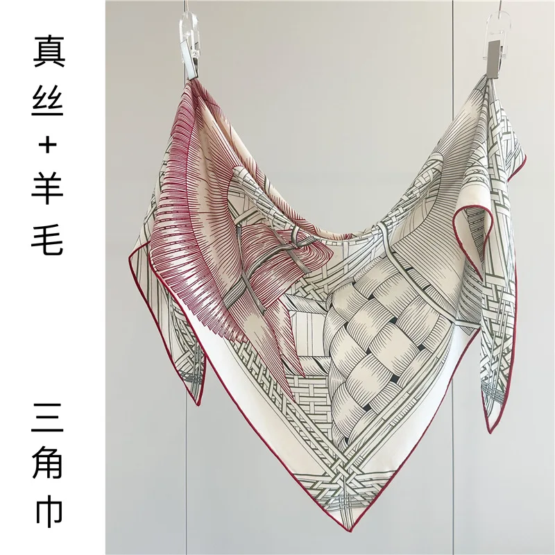 

Два лошади плетения любви роскошный шелковый шерстяной шарф треугольный шарф