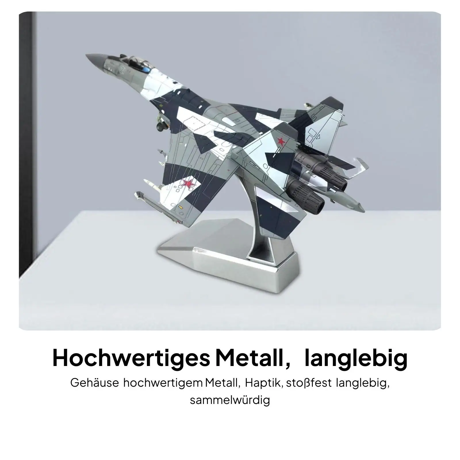 نموذج دييكاست بمقياس 1/100 لطائرة SU-35 مع حامل عرض، تصميم جميل، تذكار، مقاس 8.66×5.7 بوصة، للعرض الثابت