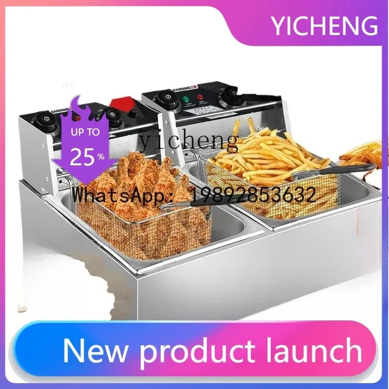 

Электрическая фритюрница из нержавеющей стали с двумя цилиндрами, коммерческая, для жарки курицы
