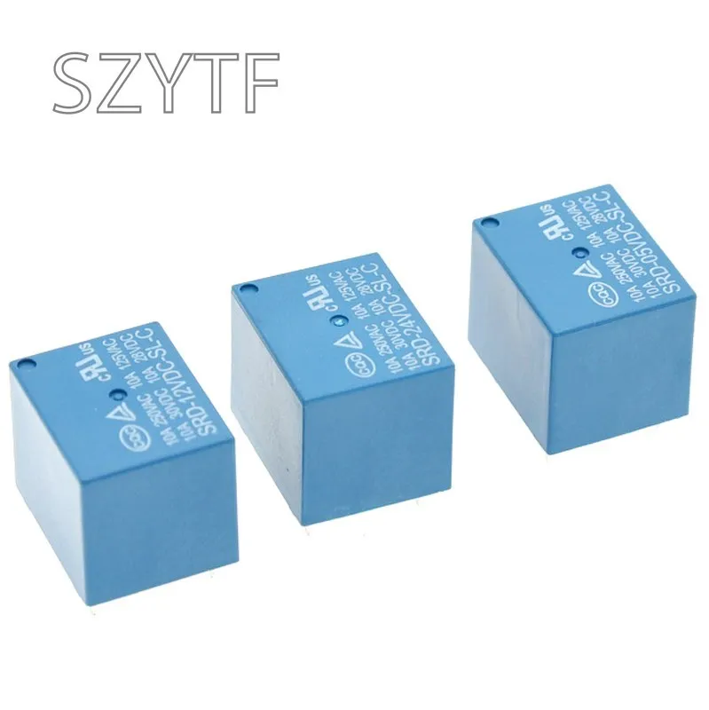 5PCS Relay SRD-05VDC-SL-C SRD-03 05 06 09 12 24 12VDC-SL-C 5PINS 3V 5V 9V 6V 24V 12V High-quality 10A 250VAC 5 pin