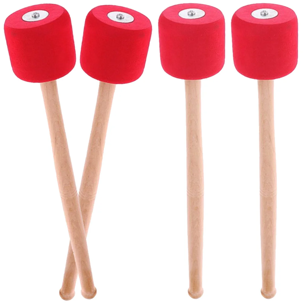 2 Pairs Drum Snare Hammer Drumsticks Accessories Red Wood Instrument Instruments