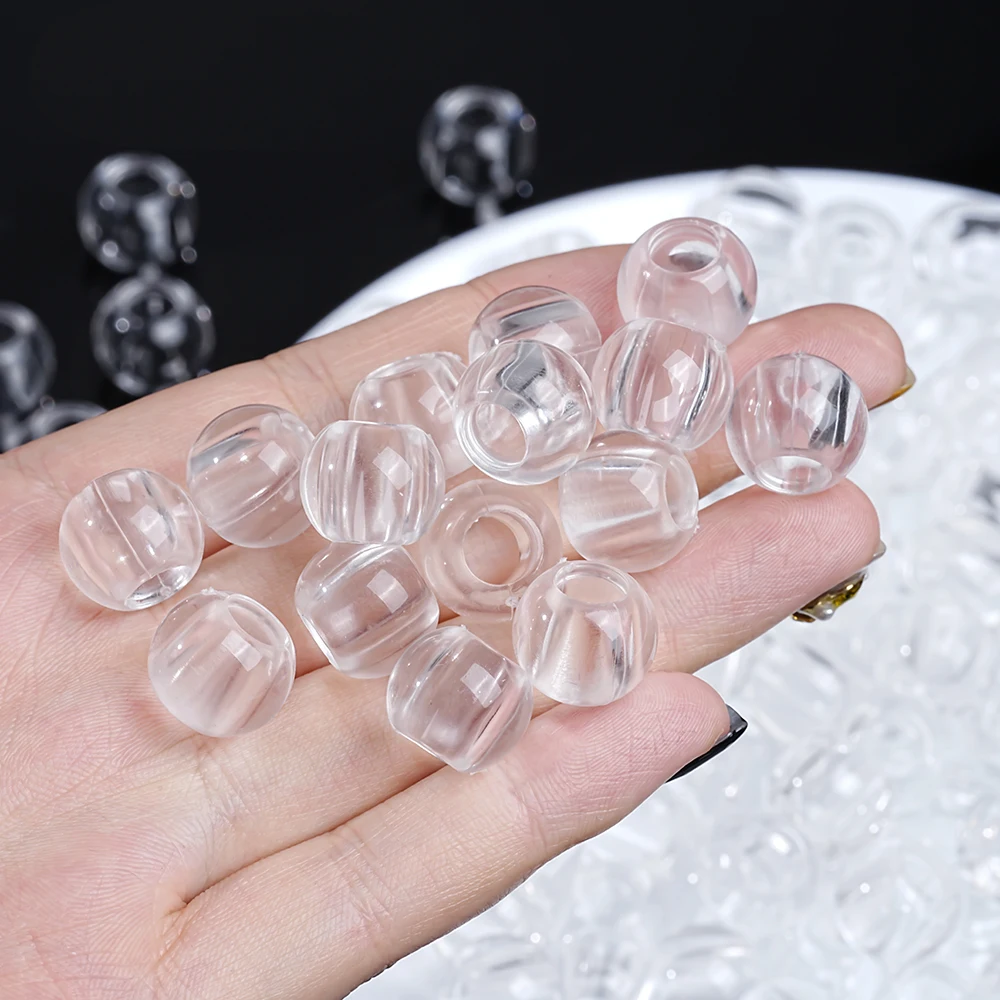20-100 шт. прозрачные бусины-разделители с большим отверстием, акриловые круглые свободные бусины для ожерелья, браслета, сережек, изготовление ювелирных изделий своими руками