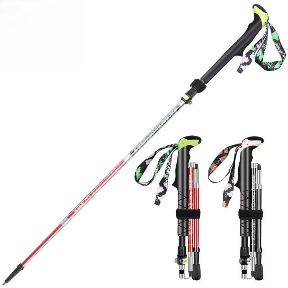 Outdoor Folding Carbon Fiber Hiking Poles Ultra-light Retrac
