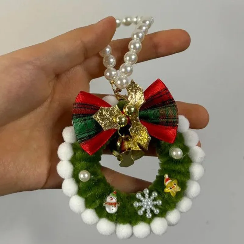 DIY Christmas Wreath Ornament Craft Kit Handmade Hanging Pendant Making Set Holiday Decor Gift for Handicraft Beginners