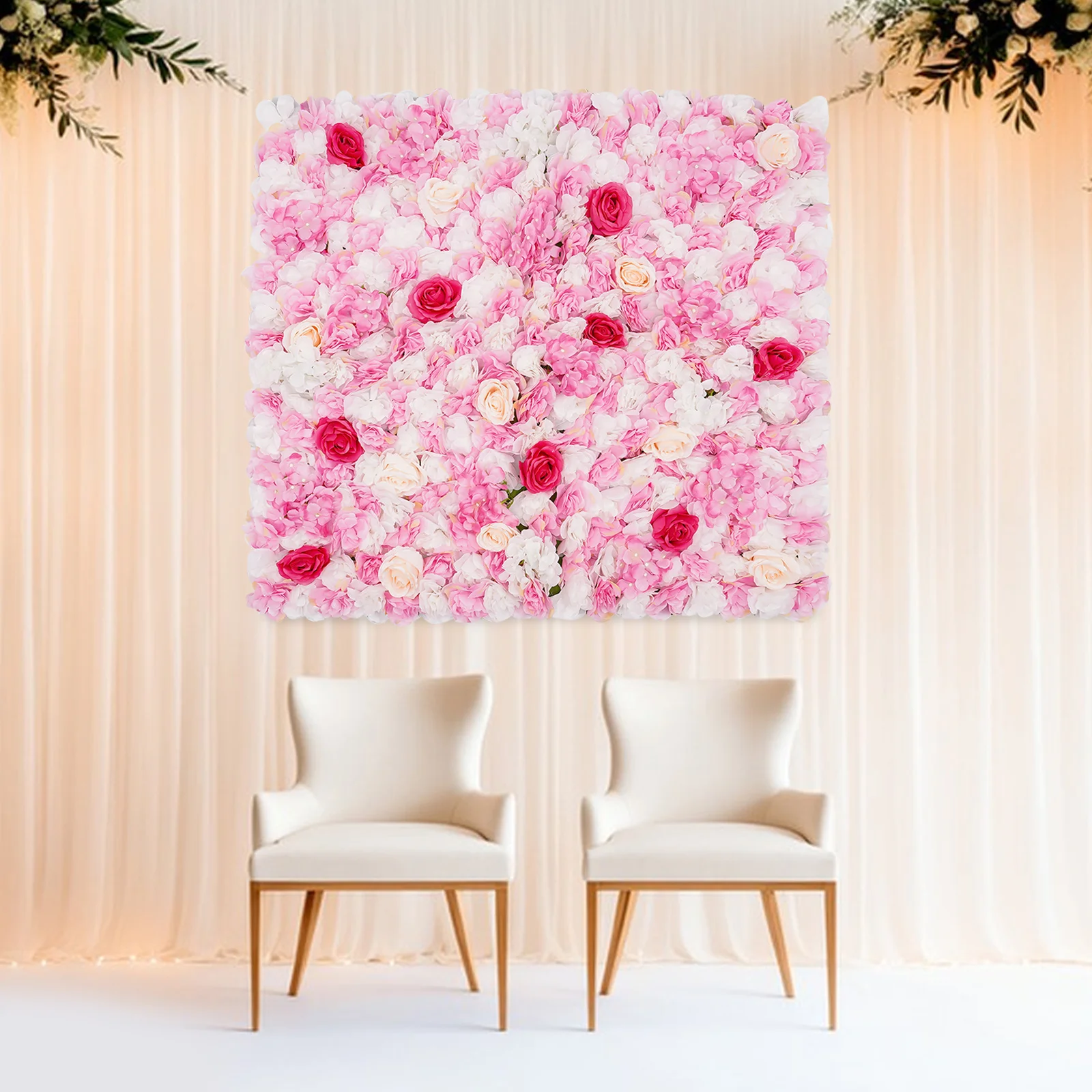

1 * 1 Meter Flower Wall, Deep Pink, Light Pink, Champagne White, Four Cornered with Drawstring, High-quality,