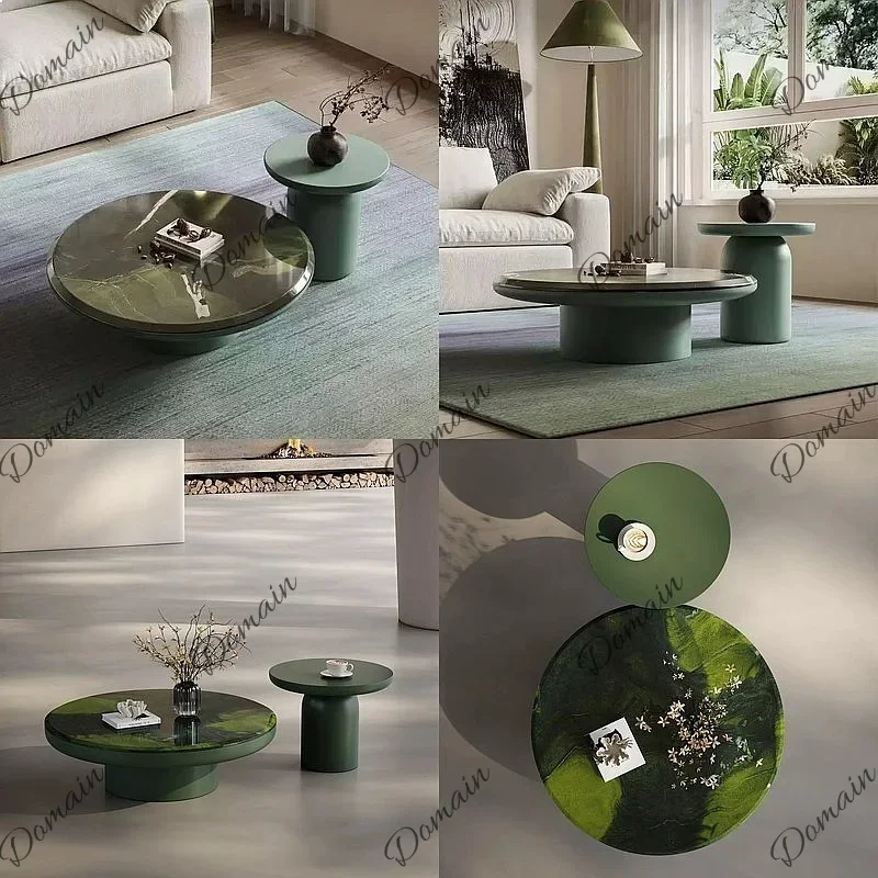 To Italian Minimalist Marble Round Nesting Coffee Table Set, Luxury 2-Piece For Living Room Modern Home