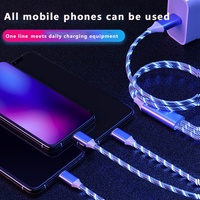 3 IN 1 Glowing LED Light Phone Charger Luminous USB Type C Cable For Xiaomi Iphone Samsung Phone Accessories Fast Charging Cord