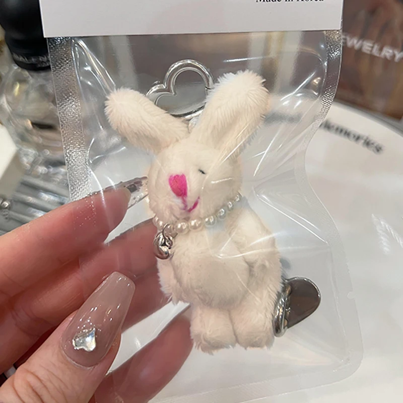 Pendentif lapin en peluche, sac de grande beauté, porte-clés beurre, accessoires de dessin animé