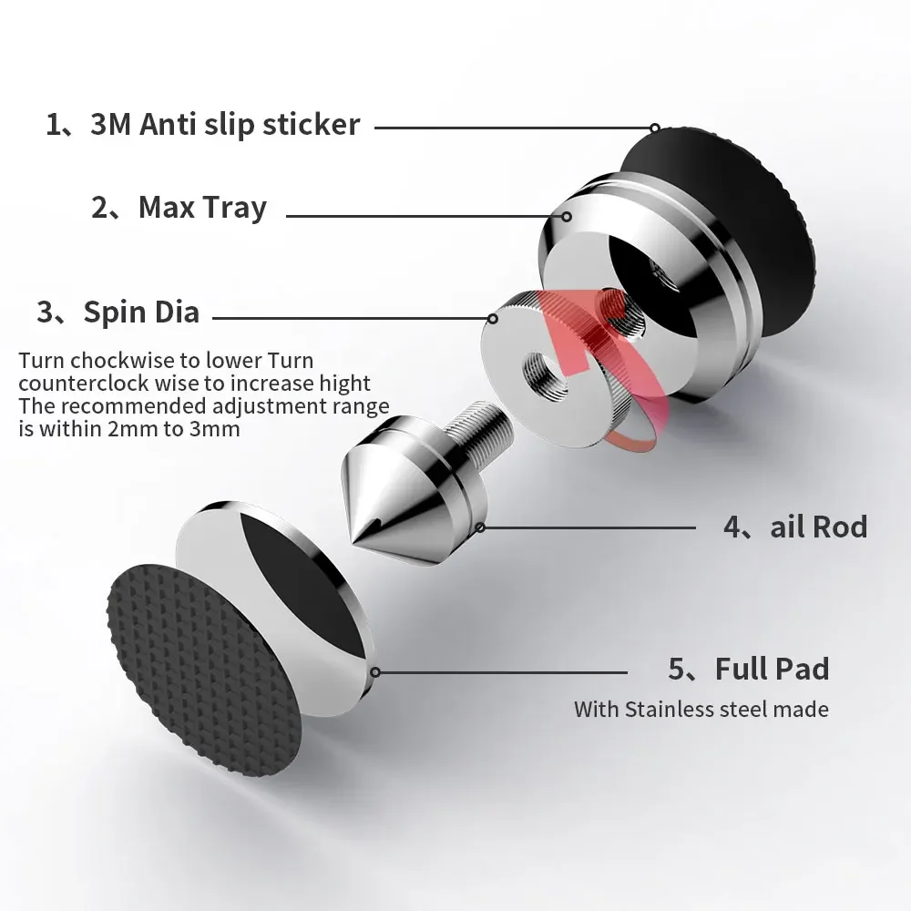 New 4PCS 28mm Diameter 304 Stainless Steel HiFi Speaker Spike Isolation Feet Cone Pad for Turntable Amplifier Floor Protection