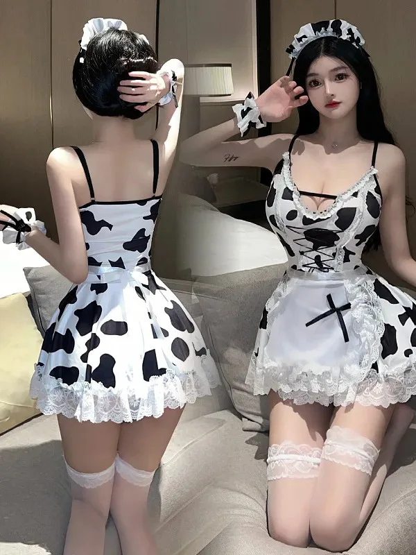 New Fashion Passion Uniform Maid Costume Mature Charm Elegant Gentle Role-playing Passionate Temptation COS Dress Cowgirl QSCV