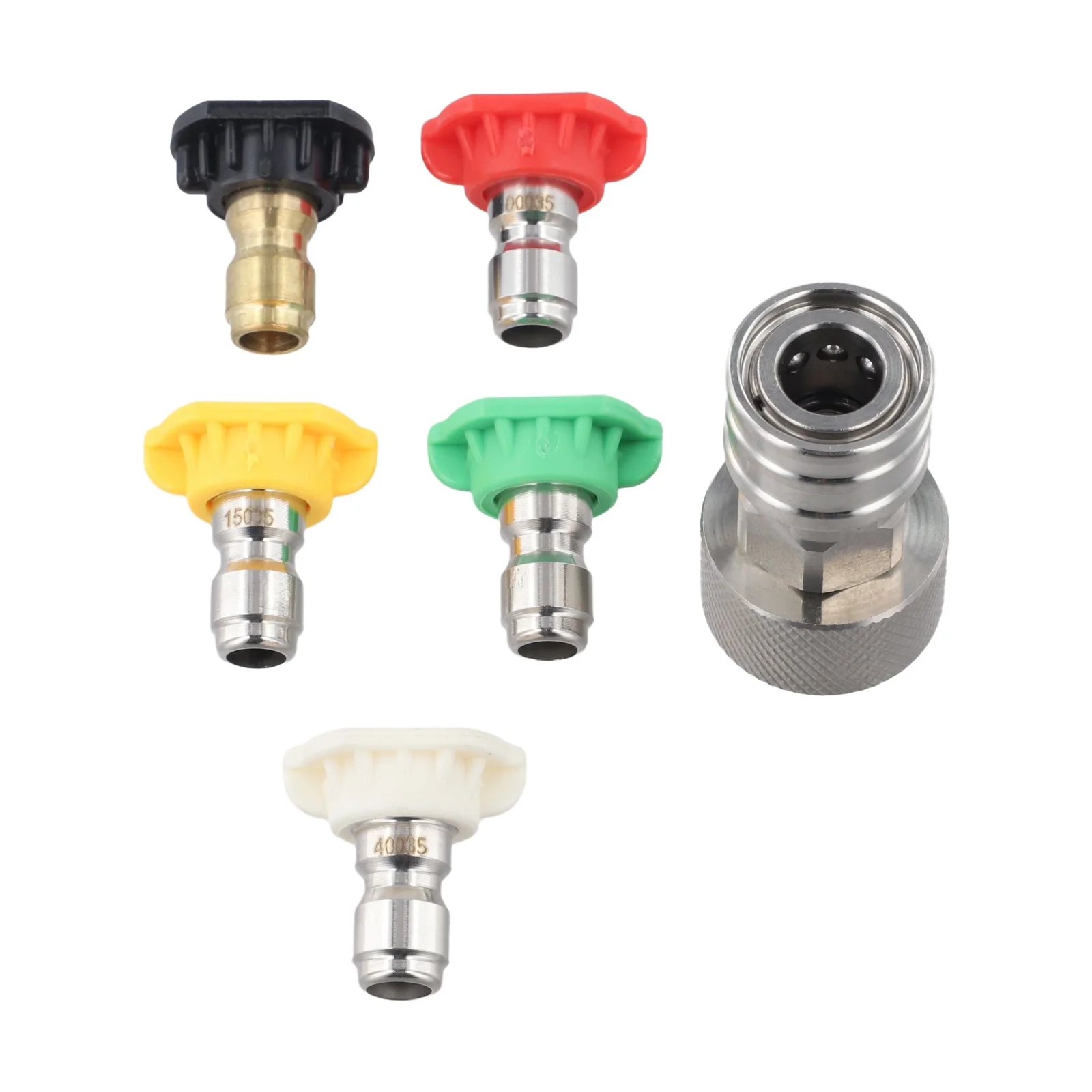 Stainless Steel High Pressure Washer Adapter With 5 Nozzles 3/4 To 1/4 Connect For Garden Hose Outdoor Kit